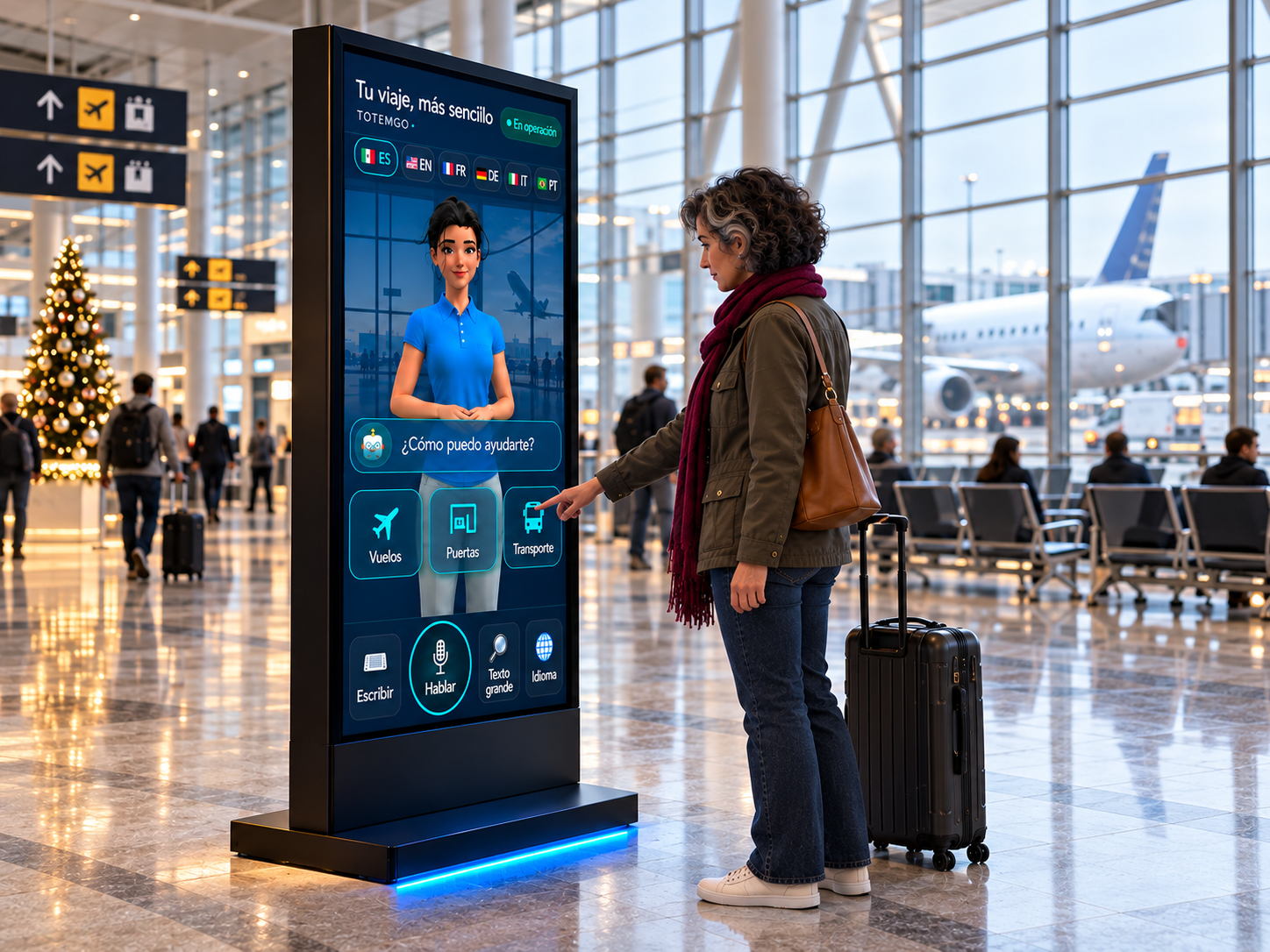 TotemGo como punto de información para viajeros en una terminal
